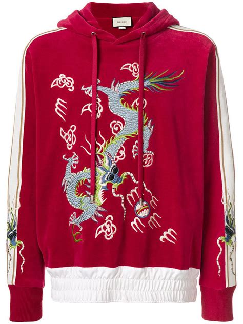 gucci dragon appliqué velvet hoodie|Men's Designer Hoodies .